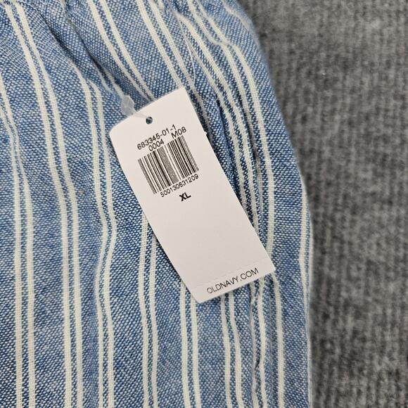 Old Navy Pants Womens XL Blue White Linen Wide Leg Striped Coastal Nautical - Picture 5 of 8